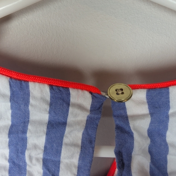 J Crew Crewcuts Girl 6 100% Cotton Blue White Striped Shift Dress Summer - Picture 6 of 7